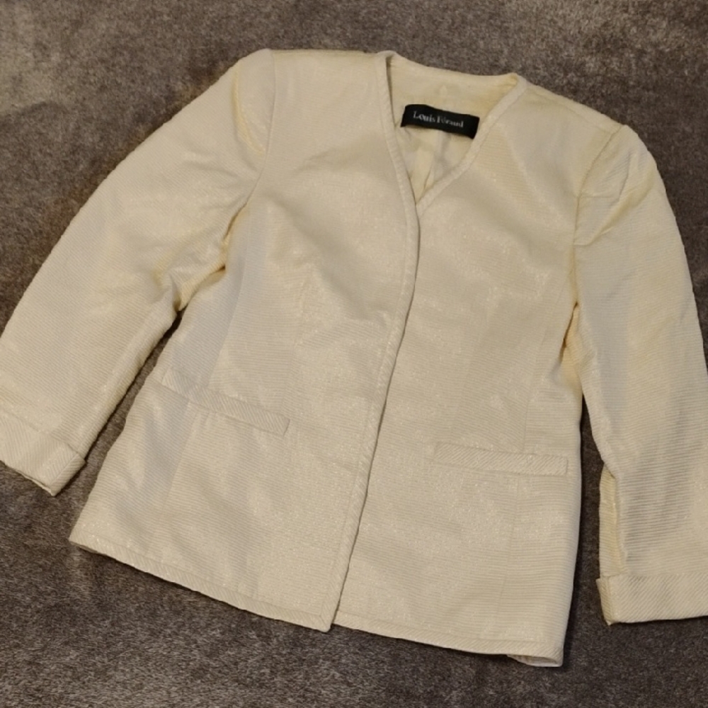 Louis Feraud Metallic Stripe Hidden Button Jacket Blazer